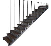 Rampe d'escalier Industrielle en Forme de L, Garde-Corps antidérapants pour escaliers extérieurs et intérieurs, Garde-Corps de Transition pour loft, véranda, Jardin, Noir(95cm)