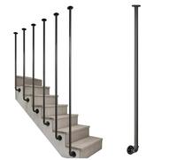 Rampe d'escalier Industrielle Noire en Forme de L, Garde-Corps antidérapants pour escaliers, intérieurs et extérieurs, pour loft, Porche, entrée, Parapet de Transition(115cm)