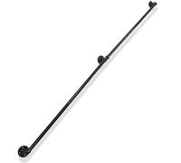 Rampe d'escalier industrielle professionnelle pour terrasses, porches et intérieurs Noir 3,7 m Support de 1,2 m Parfait pour une utilisation en intérieur et en extérieur