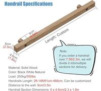 Rampe d'escalier intérieure en bois for loft, sous-sol, montage mural, barre d'appui antidérapante for personnes âgées et enfants, kit complet(Wood color,280cm)