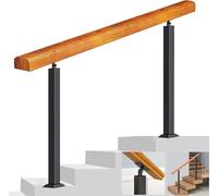 Rampe d'escalier intérieure et extérieure à 2 poteaux en bois et métal en fer forgé 85 cm de hauteur 110 cm de long Motif piquet de transition pour plus de sécurité et de style