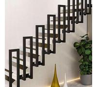 Rampe d'escalier latérale en forme de U en fer forgé industriel noir mat pour escaliers, porche, jardin, loft, couloir, intérieur et extérieur, sécurité - Barre de support antidérapante (95 cm)