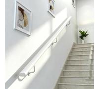 Rampe d'escalier Main Courante pour intérieur extérieur fixé au Mur, Blanc Moderne en métal Fer Rail de sécurité Barre d'appui Support Personnes âgées Enfants Couloir Loft(600cm)