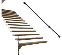 Rampe d'escalier métallique industrielle, construction en fer galvanisé, résistante à la rouille et à la chaleur, noire