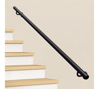 Rampe d'escalier moderne - 1m 120cm 1.5m 2m 240cm 2.5m 3m Main-d'œuvre d'escalier pour étapes extérieures intérieures - Barau de sécurité de la sécurité murale en métal noir en métal noir(390cm)
