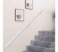 Rampe d'escalier moderne - 60cm/1m/2,8m/3m/3,5m/4,2m/570cm - Tube rond blanc, main courante murale en fer forgé à fixation murale pour escaliers intérieurs et extérieurs - Kit complet(270cm)