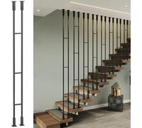 Rampe d'escalier moderne - Balustres en métal avec colonnes carrées, poteaux de main courante pour montage au plafond/au sol, matériel inclus pour une utilisation en intérieur et dans le grenier