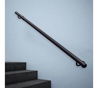 Rampe d'escalier Moderne de 1pieds - 20pieds, Rampe en métal Noir pour décoration d'intérieur, Rampe d'escalier Murale avec Supports en Fer forgé et Barres d'appui(210cm)