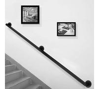 Rampe d'escalier moderne en fer forgé noir de 200 cm pour intérieur et extérieur avec supports pour un accès sûr aux escaliers.