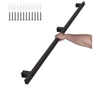 Rampe d'escalier moderne en fer forgé, rail d'escalier noir, 1 m à 4,2 m, support de sécurité robuste jusqu'à 200 kg - Kit complet pour une installation facile (390 cm)