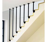 Rampe d'escalier Moderne, rampes d'escalier pour l'intérieur et l'extérieur, Rampe d'escalier en L avec kit d'installation, Fer forgé Noir(60cm)