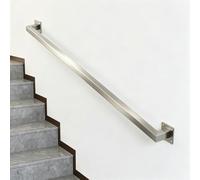 Rampe d'escalier murale 60cm 1m 1.5m 2.8m 2.5m 3.9m 4.5m 6m Main courante industrielle en acier inoxydable brossé Barre d'appui en tube carré pour couloir loft de villa Argent(2.1m)
