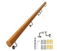 Rampe d'escalier murale en bois avec supports en acier inoxydable et repose-pieds pour escaliers de 1 m, 2 m, 4 m (taille : 90 cm) - et solution de sécurité élégante