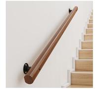 Rampe D'escalier Murale en Bois Massif Main Courante Antidérapante pour Les Couloirs Intérieurs Des Lofts Domestiques Base Fixe en Fer Forgé Soudée à La Main Installation Simple