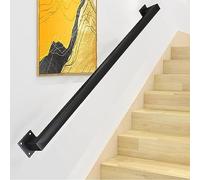 Rampe d'escalier murale en fer forgé noir | Rampe d'escalier intérieure | Barre d'appui extérieure | Barre ou repose-pieds, noire(180cm)