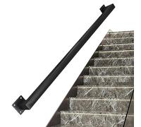 Rampe d'escalier murale en fer forgé pour intérieur/extérieur - Kit complet pour escaliers de 1 m, 1,5 m, 2 m, 2,5 m, finition noire durable, longueur totale de 5,4 m