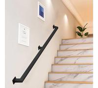 Rampe d'escalier murale en fer noir antidérapant et antirouille pour escaliers intérieurs, terrasses extérieures, greniers et patios Longueur 2,4 m