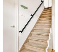 Rampe d'escalier Murale en Fer Noir de 1,2 m pour escaliers intérieurs et extérieurs, capacité de Charge de 113 kg, Garde-Corps Industriel en métal pour loft, Porche, terrasse, Durable et él