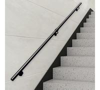 Rampe d'escalier Murale en Tube Rond Industriel 1, 2, 3, 4, 5, 6 mètres | Rampe d'escalier en métal Noir pour Montage Mural intérieur et extérieur(210cm)