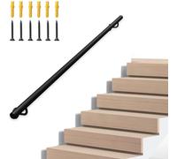 Rampe d'escalier murale mains courantes antidérapantes pour marches extérieures | Main courante en fer forgé noir, Barre de support de sécurité pour rampe d'escalier 30-600 cm Kit complet(400cm)
