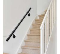 Rampe d'escalier noire de 30 à 600 cm - Rampe murale pour escaliers intérieurs, rampe d'escalier antidérapante avec kit complet, rampe de sécurité pour maison, loft, terrasse, couloir(350cm)