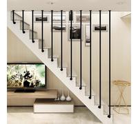 Rampe d'escalier noire en forme de L, garde-corps de sécurité en tube rond, balustrade d'escalier montée au plafond, barre d'appui antidérapante en fer forgé pour intérieur et extérieur(130cm)