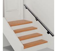 Rampe d'escalier noire, kit complet avec support métallique, rampe murale antidérapante en tube de fer pour intérieur et extérieur, barre de support pour couloir de loft(400cm)