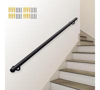 Rampe d'escalier Noire | Rampe d'escalier Moderne - Kit Complet | Rampe d'escalier Ronde à Tube Fixation Murale Rampe de sécurité pour intérieur/extérieur(350cm)