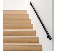 Rampe d'escalier Noire | Rampe d'escalier Ronde Industrielle en Fer galvanisé - Kit Complet | Rampe d'escalier Murale intérieure et extérieure pour Couloir de loft ou Villa(210cm)