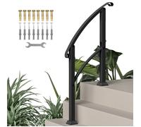 Rampe d'escalier - Outsunny - 1 à 3 marches - réglable 0-45° - avec kit d'installation - capacité 30 kg - noir