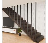 Rampe d'escalier pour escalier intérieur - Rampe d'escalier montée du sol au plafond, poteaux balustres en fer forgé, garde-corps moderne en forme de L, pour lofts, villas, appartements (70 cm)