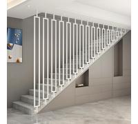 Rampe d'escalier pour intérieur et extérieur, Garde-Corps en Tube carré Blanc en métal pour Couloir, Grenier, Porche, marches de Jardin, balustres en Fer forgé(Straight Pipe,100cm)