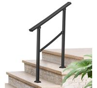 Rampe d'escalier pour intérieur et extérieur, rampe de transition réglable pour 1 à 3 marches, kit de rampe d'escalier en métal noir pour entrée de loft de villa(Height 85cm,80cm/32inch)