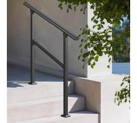 Rampe d'escalier, rampe extérieure pour marches en béton ou en bois, rampe de transition montée au sol, rampes de support pour véranda et jardin, noire(C,100cm/40inch)