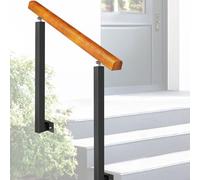Rampe d'escalier réglable en bois pour 1 à 3 marches de transition il pour jardin, porche et terrasse - Montage latéral avec supports (hauteur 85 cm, 60 cm)