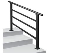 Rampe d'escalier réglable en fer galvanisé pour 1 à 3 marches, rampe d'escalier extérieure sur pied pour entrée de porche, rampe de transition antidérapante(C,150cm/59inch)