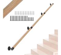 Rampe d'escalier ronde en bois de 240 cm - Rampe d'escalier d'intérieur - Support mural - Rampe d'escalier - Couloir antidérapant - Lofts - Garde-corps de sécurité pour personnes âgées, enfants