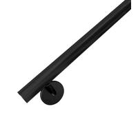 Rampe d'escalier ronde en fer forgé, noire main courante pour escaliers, diamètre: 3,2cm, matériel de montage et support inclus, longueur: 30cm à 600cm(250cm)