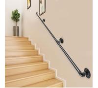 Rampe d'Escalier - VEVOR - Main Courante Vintage en Acier Carbone Mural 3 Tubes - Noir - Intérieur & extérieur