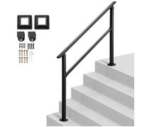 Rampe d'Escalier-VEVOR-pour 4-5 Marches Extérieures, Main Courante Escalier, avec Barre Horizontale, Noir
