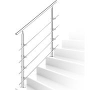 Rampe d'escalier VINGO 80cm avec 5 entretoises Ø 42mm main courante en acier inoxydable pour l'intérieur et l'extérieur