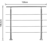 Rampe d'escalier VINGO en acier inoxydable 150 cm avec 4 entretoises Matériel de montage Main courante murale Support mural Intérieur & extérieur