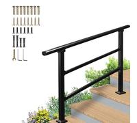 Rampe d'extérieur 1 à 3 marches, rampe de porche au sol, rampe de transition réglable pour escalier, couloir, loft, garde-corps antidérapant de sécurité(B,150cm/59inch)