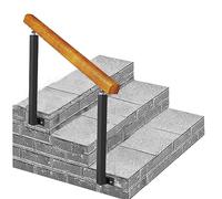 Rampe d'extérieur réglable pour 1 à 3 marches en bois à montage latéral pour jardin, terrasse, noir - Raccords pour une transition sûre des escaliers