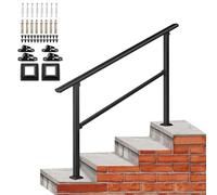Rampe d'extérieur réglable pour 1 à 3 marches, garde-corps de transition en métal, garde-corps d'escalier extérieur à fixation au sol pour jardin et entrée de maison(Height 95cm,150cm/59inch)