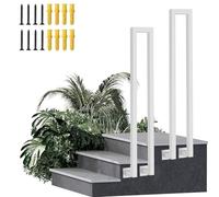 Rampe en fer forgé pour escaliers extérieurs à 1 marche pour marches intérieures et extérieures, Rampe d'escalier à montage latéral Rampe d'appui antidérapante pour maison jardin couloir loft, blanc(1