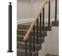 Rampe en métal réglable avec connecteur, garde-corps noir d'intérieur pour couloirs et lofts, poteau de sécurité robuste 1 pièce