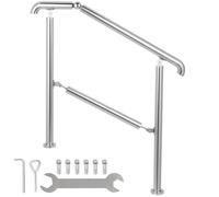 Rampe Escalier Acier Inox - VEVOR - Rampe Escalier Extérieur Réglable 4 à 5 Marches