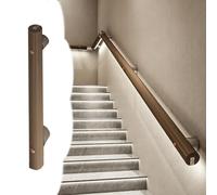 Rampe Escalier Main Courante d'escalier à LED 100% Bois Massif, Rambarde Tubulaire à Allumage/Extinction Automatique (longueur Personnalisable), Garde-corps(1.2m/3.9ft)