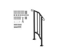 VEVOR Rampe d'Escalier pour 1-2 Marches Extérieures Main Courante Escalier en Acier au Carbone, avec Kit d'Installation, pour Personnes Âgées, Marches en Béton, Porche, Terrasse, Arche Rétro Noir